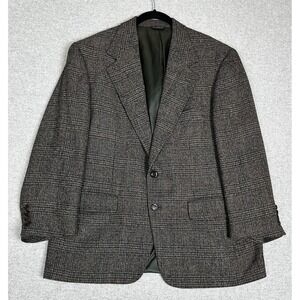 Vintage Bill Blass Blazer Mens Brown Wool Glen Plaid Sport Coat Jacket Made USA‎